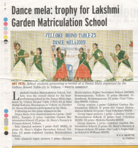 LGS students giving a award winning dance performance at the “DANCE MELA” organized by Vellore Round Table – 23.