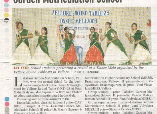 LGS students giving a award winning dance performance at the “DANCE MELA” organized by Vellore Round Table – 23.